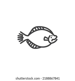 Flatfish line icon. linear style sign for mobile concept and web design. Fish outline vector icon. Symbol, logo illustration. Vector graphics