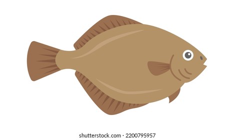 Flatfish Sea Fish. Vector illustration