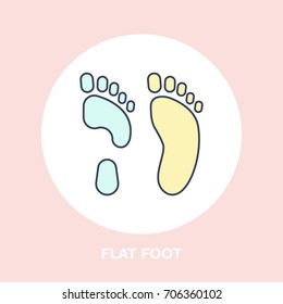 Flatfoot icon, line logo. Flat sign for orthopedic clinic or medical equipment shop.