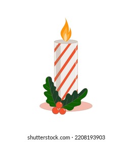 Flat-hand drawn christmas candle illustration 