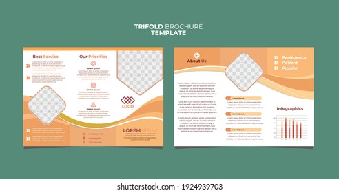 Flat-hand drawn orange theme business-informative brochure template Free Vector