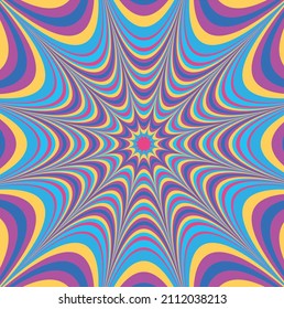 Flat-hand Drawn Wavy Multi Colored Groovy Background. Hand Drawn Psychedelic Groovy Background. Eps 10 Vector Illustration 