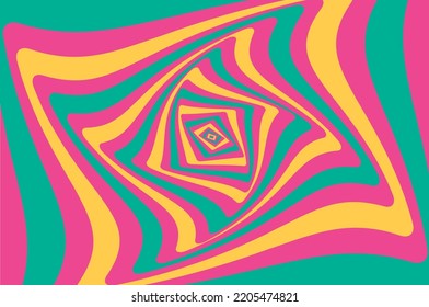 Flat-hand drawn wavy multi colored groovy background. Hand drawn psychedelic groovy background. Eps 10 vector illustration