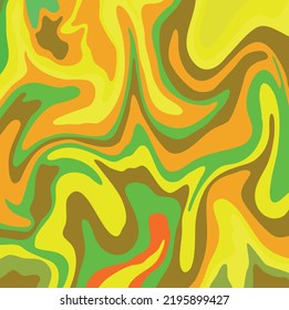 Flat-hand drew wavy multi-colored groovy background. Hand-drawn psychedelic groovy background. 