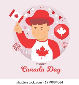 FlatHappy Canada Day. Premium vector.