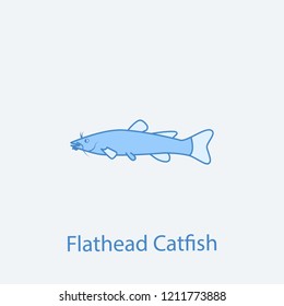 flathead catfish 2 colored line icon. Simple light and dark blue element illustration. flathead catfish concept outline symbol design from fish set