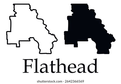Flathead (Montana) city map with black border outline vector