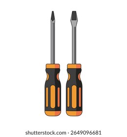 Flathead and Phillips Screwdrivers Vector Hand Tool Icon Illustration