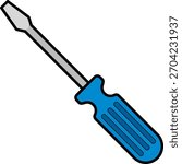 The flathead screwdriver icon isolated on white background