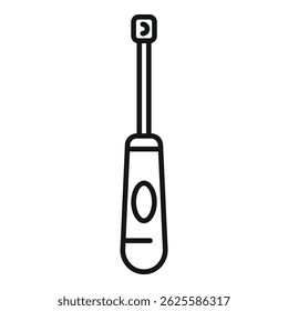 Flathead screwdriver illustration with black and white outline vector icon for diy, construction, and maintenance work