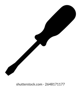 Ícone de silhueta de chave de fenda. Ferramenta manual para reparação, construção, ferragens ou trabalhos mecânicos. Ilustração vetorial, isolada.