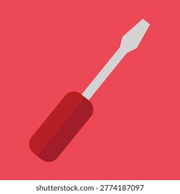 Flathead Screwdriver symbol illustration on background. Repair tool symbol. Setup and setting adjustment sign. Mechanic instrument logo. Screw driver silhouette isolated on background.
