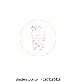 flaticon cup cake valentine color line vector illustration