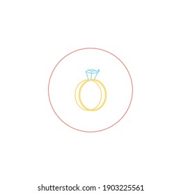 flaticon diamond ring valentine color line vector illustration