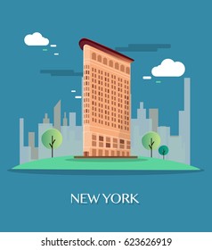 Flatiron Building New York.Vector Illustration.