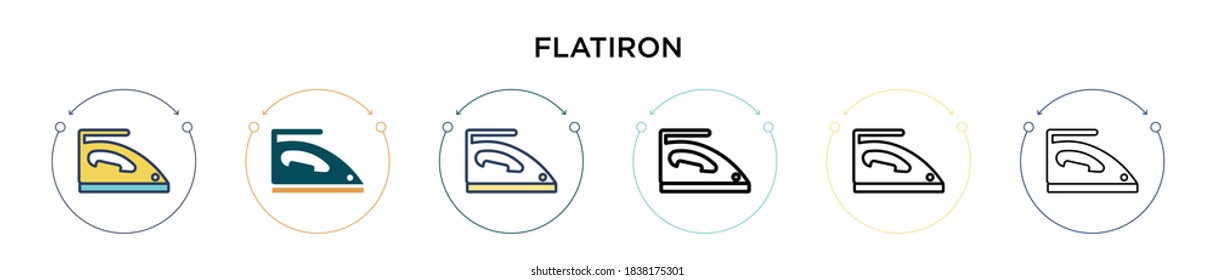 Flatiron icon in filled, thin line, outline and stroke style. Vector illustration of two colored and black flatiron vector icons designs can be used for mobile, ui, web