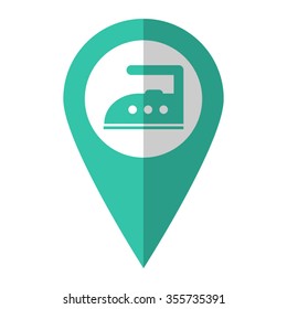 Flatiron - vector icon;  green map pointer