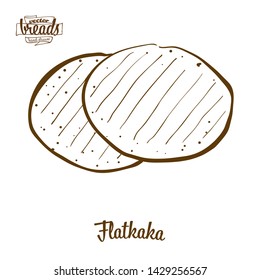 Flatkaka bread vector drawing. Food sketch of Flatbread, usually known in Iceland. Bakery illustration series.