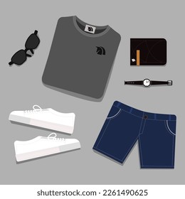 Flatlay clothes and fashion background illustration