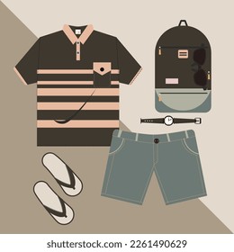 Flatlay clothes and fashion background illustration
