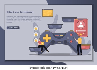 Diseño de estilo Flatline Ilustración de desarrollo de videojuegos. concepto de diseño de páginas web para plantillas, UI, web, aplicación móvil, afiches, banners, volantes, desarrollo. ilustración vectorial