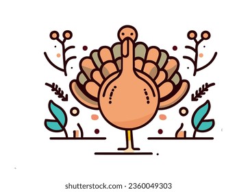 ilustración vectorial de estilo planchado del pavo del Día de Acción de Gracias feliz.