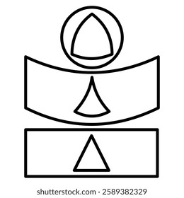 Flatness Problem icon represented by geometric triangles attached to several geometric shapes Line style.