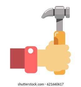 Flat-nose pliers in human hand vector illustration isolated on white