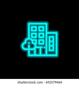 Flats blue glowing neon ui ux icon. Glowing sign logo vector