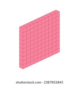 Flats represent hundreds. Learning about base ten blocks. Flats longs squares in mathematics. Scientific resources for teachers and students. Vector illustration.