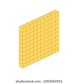 Las planchas representan cientos. Aprendiendo sobre la base de diez bloques. Las latas ansían cuadrados en matemáticas. Recursos científicos para profesores y estudiantes. Ilustración vectorial.