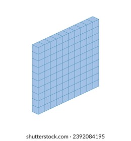 Flats represent hundreds. Learning about base ten blocks. Flats longs squares in mathematics. Scientific resources for teachers and students. Vector illustration.
