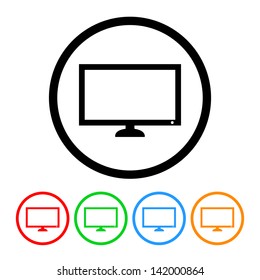 Flatscreen Icon In Vector Format With Four Color Variations