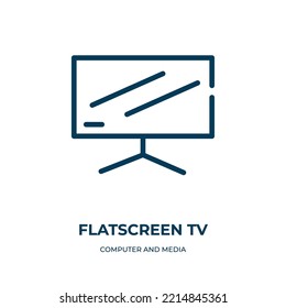 Flatscreen Tv Icon. Linear Vector Illustration From Computer And Media Collection. Outline Flatscreen Tv Icon Vector. Thin Line Symbol For Use On Web And Mobile Apps, Logo, Print Media.