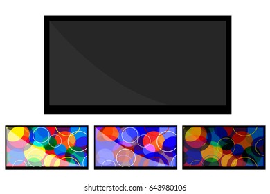 A flat-screen TV. The modern design. Set. Vector illustration.