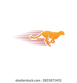 A flat-style 2D vector illustration featuring a leopard running at high speed, symbolizing speed.