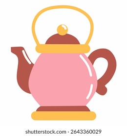 A flat-style Arabic teapot with pastel colors, perfect for illustrating Ramadan hospitality, Eid traditions, or Middle Eastern tea culture.