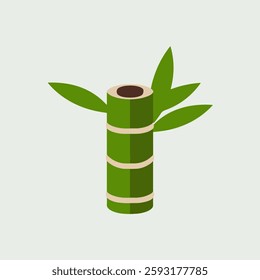 A Flat-Style Bamboo stalk segment on a Plain White Background