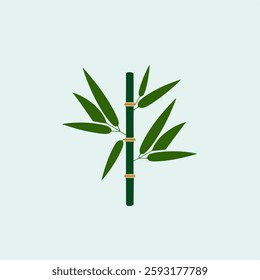 A Flat-Style Bamboo stalk segment on a Plain White Background