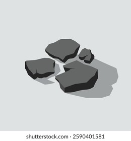 A Flat-Style Broken stone chunk on a Plain White Background