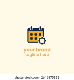 Flat-style calendar with gear symbolizing recurring scheduling, task management, or subscription billing ideal for SaaS, productivity apps, or workflow systems.