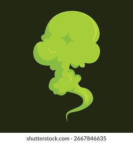 Un conjunto de dibujos animados de estilo plano de humo, humos tóxicos y nubes de gas con efectos de soplo y explosión. Perfecto para animaciones, contaminación, señales de peligro e ilustraciones de entornos creativos.