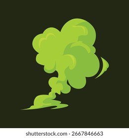 Un conjunto de dibujos animados de estilo plano de humo, humos tóxicos y nubes de gas con efectos de soplo y explosión. Perfecto para animaciones, contaminación, señales de peligro e ilustraciones de entornos creativos.