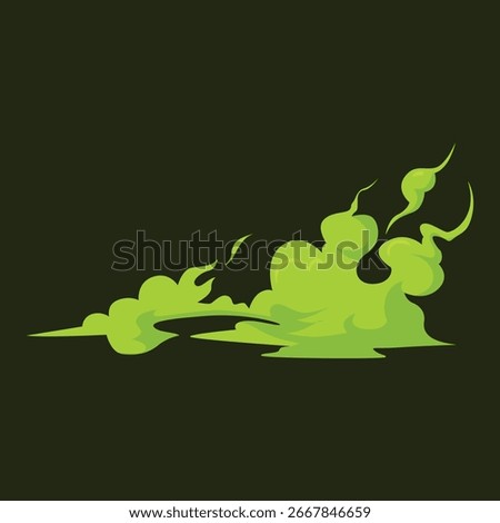 A flat-style cartoon set of smoke, toxic fumes, and gas clouds with puff and explosion effects. Perfect for animations, pollution, hazard signs, and creative environment illustrations.