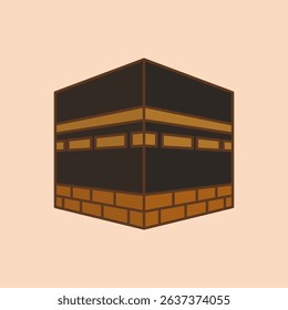 A flat-style cartoon vector of the Kaaba in Mecca, an iconic Islamic holy site. Perfect for Hajj, Umrah, Eid al-Adha, and religious educational material.