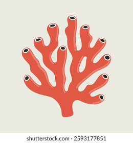 A Flat-Style Coral reef on a Plain White Background