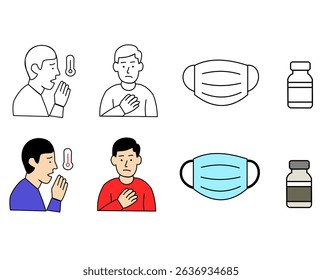 Conjunto de ícones Corona de estilo plano: vírus, máscara, vacina, lavagem das mãos e muito mais. Perfeito para o design médico, educação e campanhas de saúde. 
