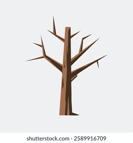 A Flat-Style Dead tree on a Plain White Background