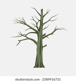 A Flat-Style Dead tree on a Plain White Background