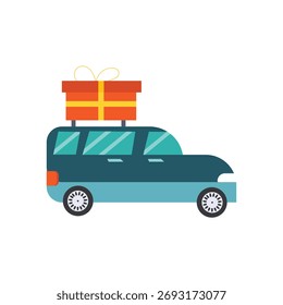 Flat-style design of a car isolated on white background